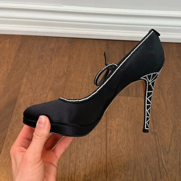 Karen Millen Shoes - Karen Mullen Satin and Rhinestone Pumps Sz. 10